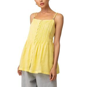 Line & Dot Womens  Calisto Linen-Blend Mini Dress, Yellow